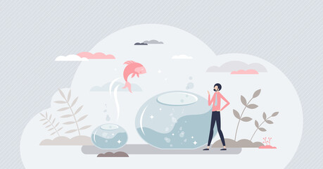 Aspiration and determination as growth and goal reaching tiny person concept © VectorMine