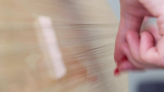 Playing Turkish Traditional String Instrument. Known as Baglama. Close Up Shot of Hands.