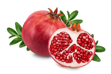 Pomegranate isolated on white background with clipping path and full depth of field.