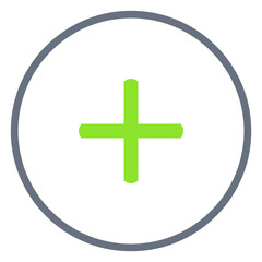Grauer Kreis und grünes Plus Zeichen