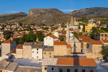 View of the historic part of Mostar from a high point. Bosnia and Herzegovina 