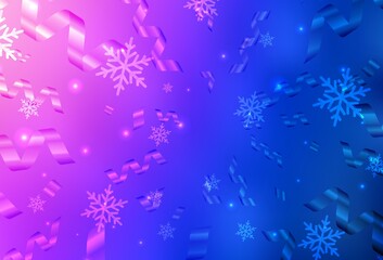 Fototapeta na wymiar Light Pink, Blue vector pattern in Christmas style.
