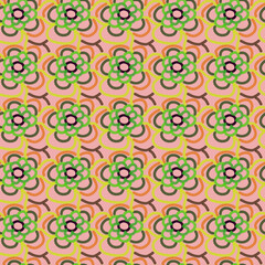 Seamless pattern of abstract flowers on a light pink background for textile.