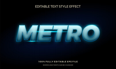 futuristic blue light text style effect. editable font vector file