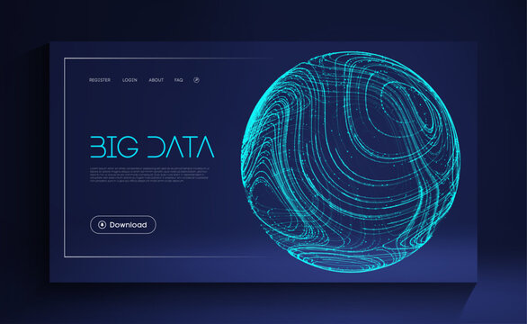 Blue sphere shield on blue background. Data protect digital illustration. Abstract sphere energy field. Technology barrier blue background. Wave flow data secure vector.