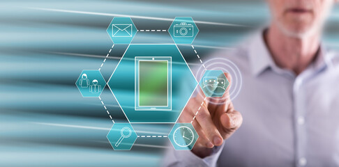 Man touching an apps concept