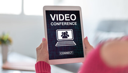 Video conference concept on a tablet