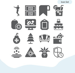 Simple set of decoration related filled icons.