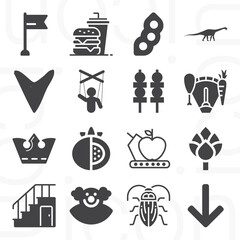 16 pack of eat  filled web icons set