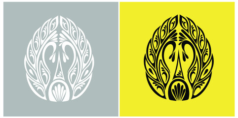 Vector graphic Egg. Decorative ornament. Easter card for t-shirt prints, gifts. Decorative egg symbol. Vintage craft. 