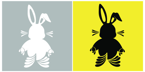 Vector graphic Rabbit. Decorative ornament. Easter card for t-shirt prints, gifts. Decorative rabbit symbol. Vintage craft. 