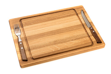 Wooden cutting board isolated on white.