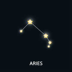 Astrological zodiac Aries. 12 zodiac symbol. Astronomy occult symbol with zodiac sign.