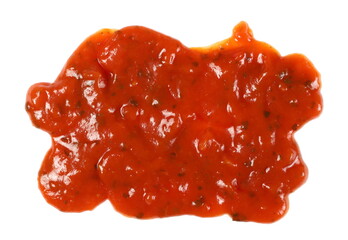 Pastasauce Napoli, pasta sauce isolated on white background, top view