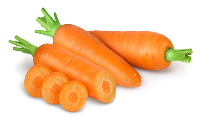 Carrot isolated on white background with clipping path and full depth of field