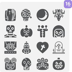 Simple set of frightening related filled icons.