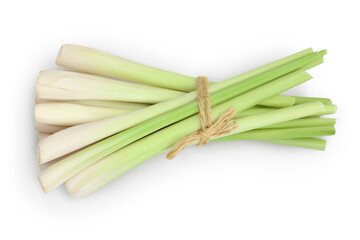 Fresh Lemongrass isolated on white background with clipping path and full depth of field, Top view. Flat lay