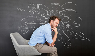 Businessman brainstorming while thinking