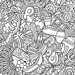 Cartoon doodles Chile seamless pattern.