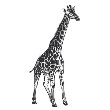 African animal. Giraffe. Vector. Vintage engraving.