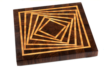 Wooden cutting board isolated on white.