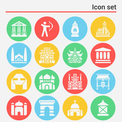16 pack of mosque  filled web icons set