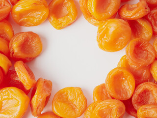 Dried apricots isolated on white background with clipping path and full depth of field.