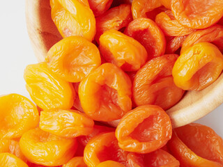 Dried apricots isolated on white background with clipping path and full depth of field.