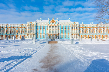Catherine palace and park in winter, Tsarskoe Selo (Pushkin), Saint Petersburg, Russia