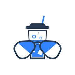 Sea beach icon. juice in sea beach with chair icon. 