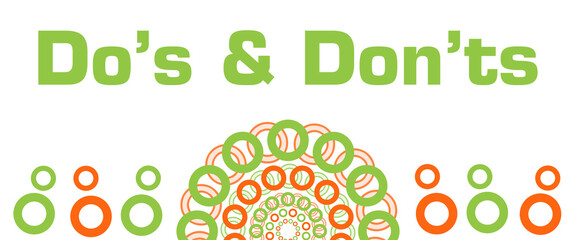Fototapeta premium Dos And Donts Orange Green Circular Rings Bottom 