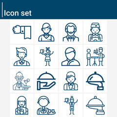 Simple set of butler related lineal icons.