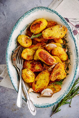 Roasted potatoes.style rustic.selective focus