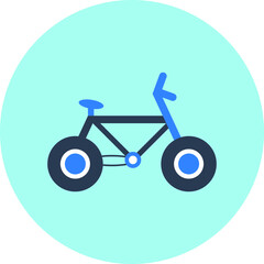 Bicycle icon. cyclist, cycle shop, cycle race, hiking race icon with vector illustration and flat style, black shape, circle color.