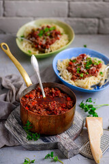 Spaghetti with bolognese sauce .style hugge