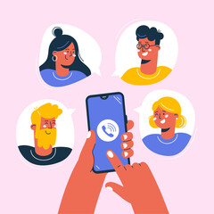 People working or meeting online with teleconference, work from home. 