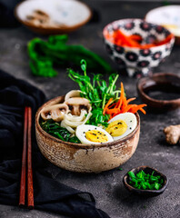 Vegetables  ramen soup. .style vintage