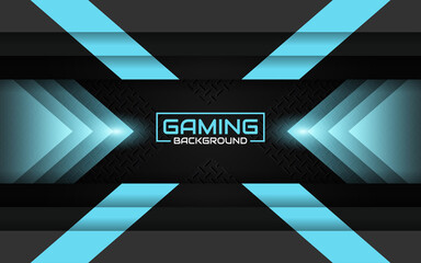 Abstract futuristic geometric black and blue gaming background with modern esport shapes. Vector design template technology concept can use element game banner, sport poster, cyber wallpaper, web © Majri