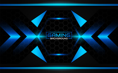 Abstract futuristic geometric black and blue gaming background with modern esport shapes. Vector design template technology concept can use element game banner, sport poster, cyber wallpaper, web © Majri