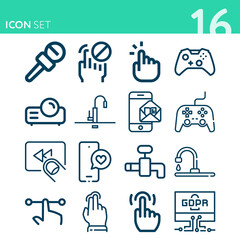 Simple set of 16 icons related to wire