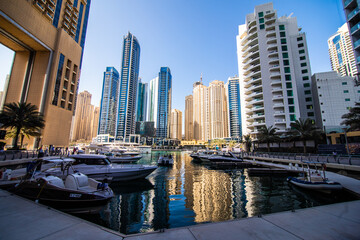 Obraz na płótnie Canvas DUBAI, UAE - December, 2020: Dubai Marina. UAE. Dubai was the fastest developing city in the world