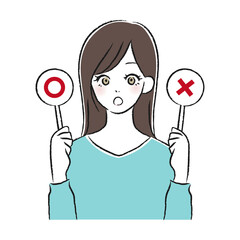 マル　バツ　女性