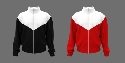 Windrunner jacket mockup in front view, isolated on grey background, 3d rendering, 3d illustration © Febriana