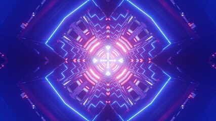 3D illustration of abstract neon ornament