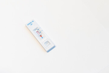 Laboratory test for the determination of coronavirus. Concept. On the table lies the consent to take tests. Coronavirus laboratory test