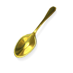 3d rendering. top view of metal spoon with clipping path isolated on white background.