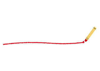 赤いクレヨンと手描きのライン