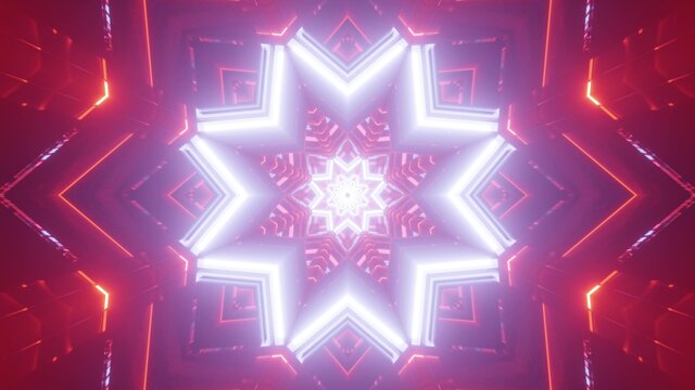 Abstract neon star shaped ornament 3d illustration © Michael