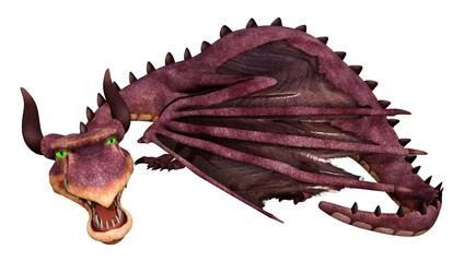 3D Rendering Fairy Tale Dragon on White