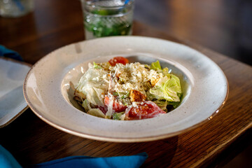 Fresh Caesar salad on a plate